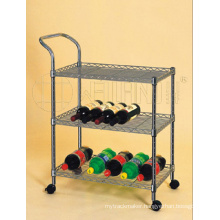 Mobile Metal Storage Wine Display Rack Shelving Trolley